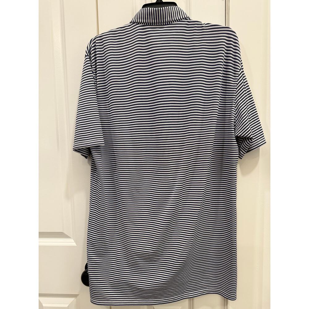 Holderness & Bourne Men’s navy blue Striped Golf Polo Shirt Performance Size L